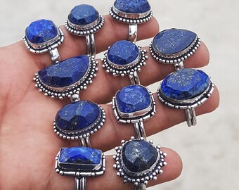 Lapis Rings, Faceted Lapis Lazuli Gemstone Ring, Handmade Ring Jewelry, Lapis Crystal cocktail ring, ring for Women, Wholesale Ring Jewelry