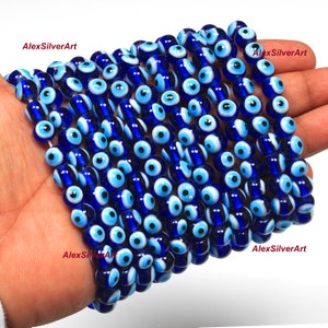Beads Bracelet For Women, Evil Eye Gemstone Handmade 8mm Beads Bracelet Jewelry, Life Protection Blue Evil Eye Wholesale Lot Bracelet