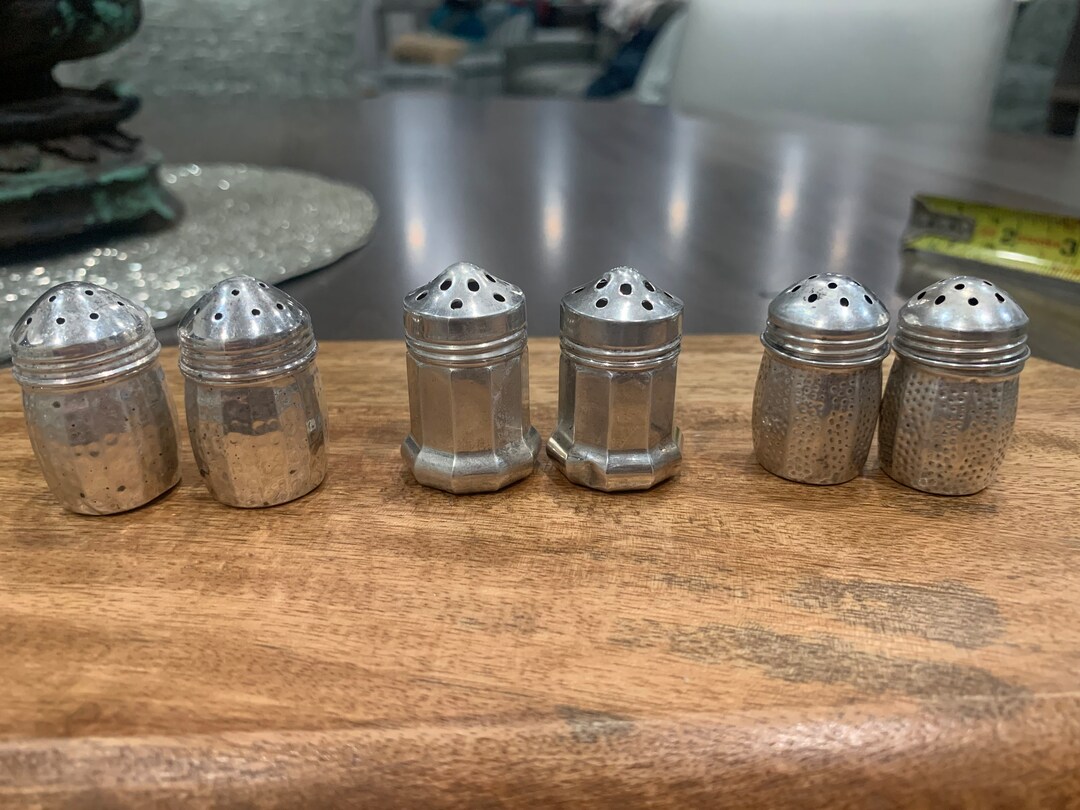 Sterling Silver Tiny Salt and Pepper Shakers Etsy