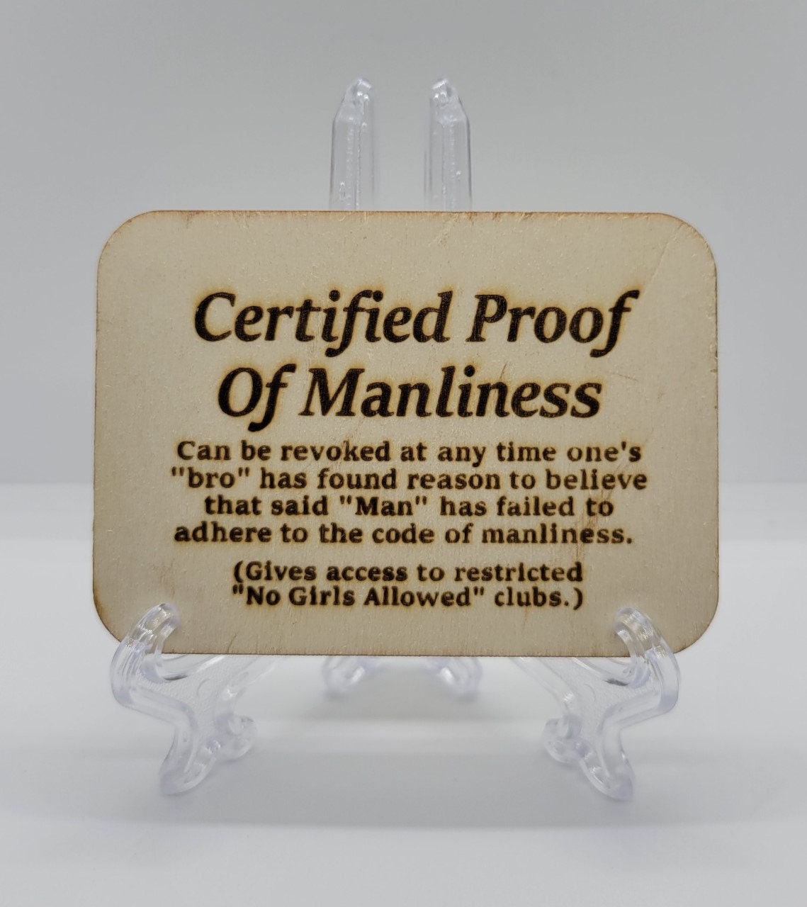 Laser Engraved Certified Wooden Man Card Official - Etsy