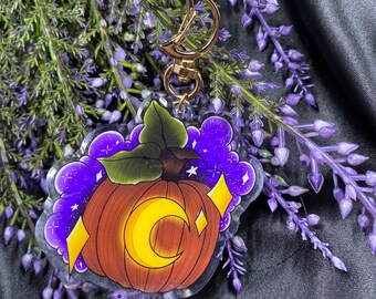 Moon Carved Pumpkin Acrylic Charm