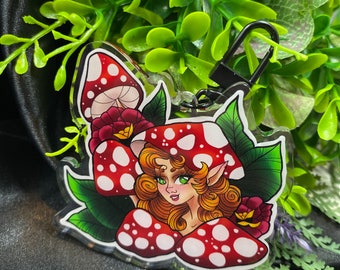 Mushroom Pixie Acrylic Charm Keyring