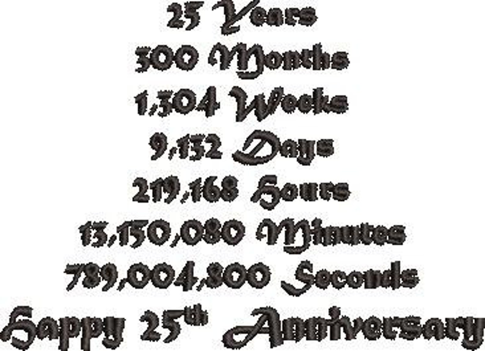 25th anniversary customize embroidery design  etsy 25th anniversary customize embroidery design  etsy