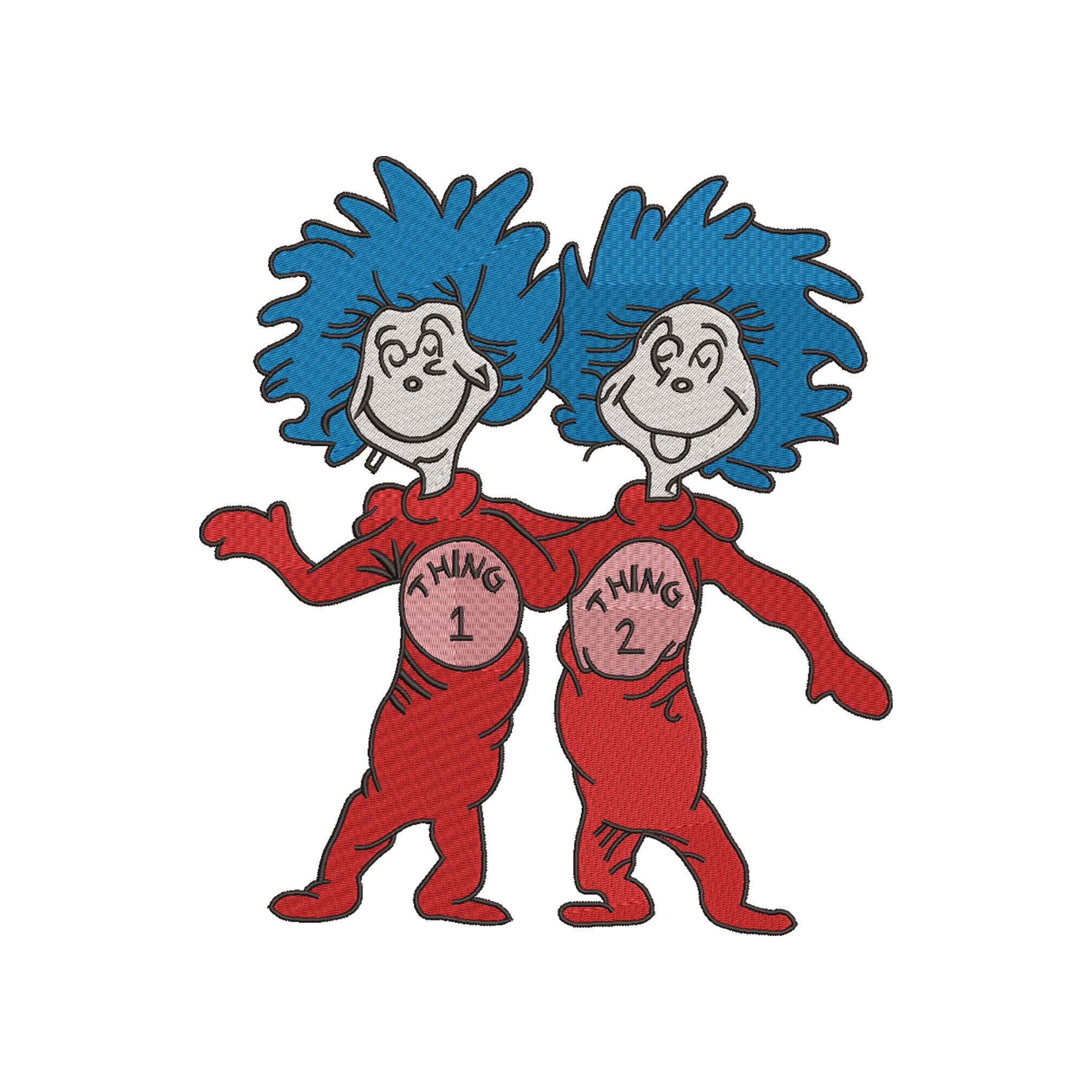 Thing 1 thing 2 embroidery design  etsy