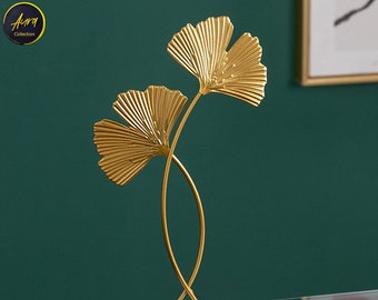 Handcrafted Kunst Statue für Wohnzimmer Flur Schlafzimmer Desktop Decor Housewarming Geschenk Gingko Blatt Skulptur mit Holz Basis Fenteer Metall Blätter Deko Handcrafted Kunst Statue für Wohnzimmer Flur Schlafzimmer Desktop Decor Housewarming Geschenk Gingko Blatt Skulptur mit Holz Basis Fenteer Metall Blätter Deko