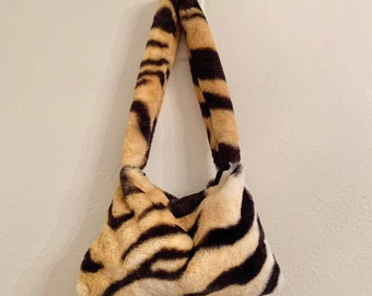 fluffy tiger print bag
