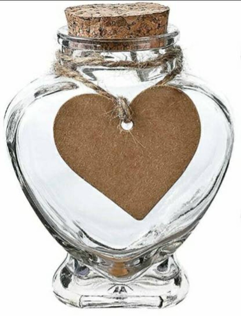 5oz. glass heartshaped jars. You may purchase empty or with Etsy