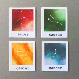 Zodiac Polaroid Vinyl Sticker / Astrology/ Constellation/ Aries Taurus Gemini Virgo Libra Scorpio Sagittarius Capricorn Aquarius Pisces etc.