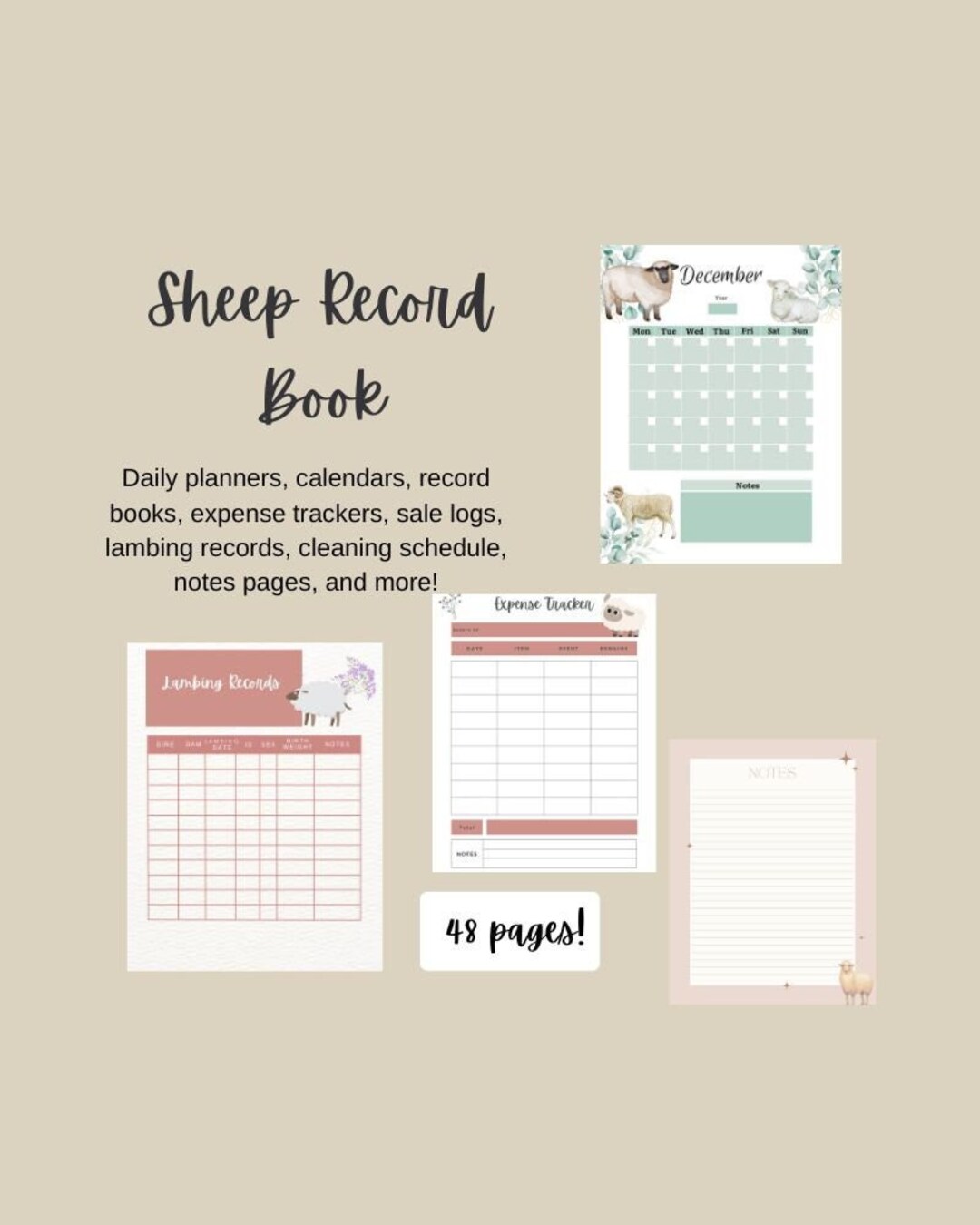Sheep Record Book / 2324 Planner / Sheep / Sheep Bookkeeping Etsy