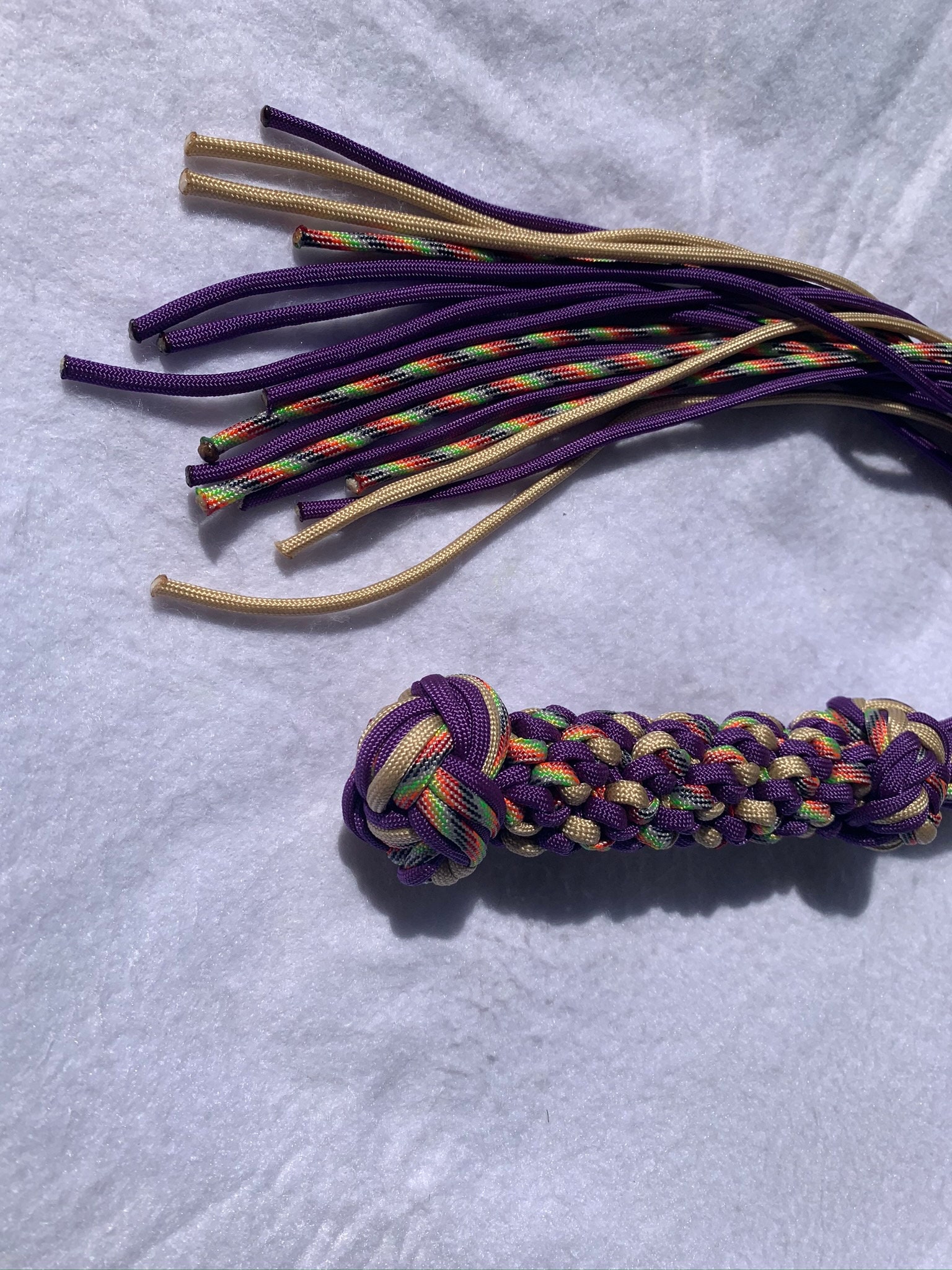 Paracord BDSM Flogger Purple and Tan | Etsy