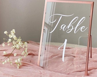 Rose Gold Table Numbers -  Custom Table Number Holders,  Wedding Table Number Stands, Table Number Frames, Wedding Table Chart, Boho Wedding
