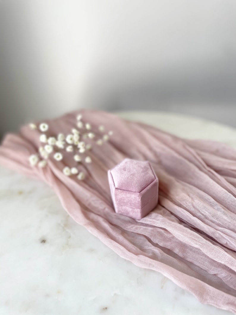 Blush Pink Velvet Ring Box // Hexagon Modern Velvet Ring Box Etsy