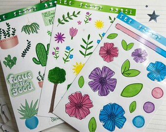 Pflanzen-Stickerblätter (1) - Planer & Bullet Journal Sticker