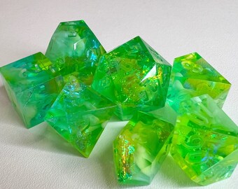 Handmade Polyhedral Dice Acid Breath D&D Dice Set Handmade Polyhedral Dice Acid Breath D&D Dice Set