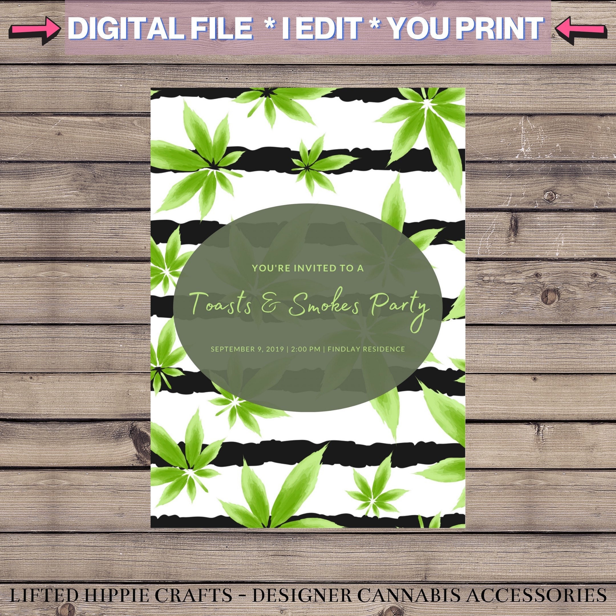 cannabis birthday invitation weed party stoner girl etsy denmark
