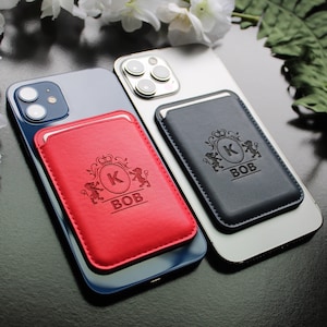 Monedero magsafe para iphone personalizado, regalo para san Valentín, regalo para usuario de iphone, monedero magnético.