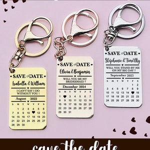 Bridesmaid Save the date , Personalized Bridesmaid gift Calendar keychain, Engraved significant date marker, Wedding Gift , Anniversary gift