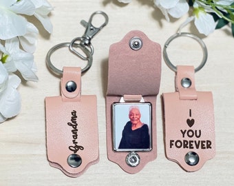 Personalisierte Leder Schlüsselanhänger, Foto Schlüsselanhänger, Einzigartiger Vatertag Schlüsselanhänger, Geburtstagsgeschenk, Jubiläumsgeschenk, Erinnerungsgeschenk Foto