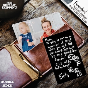 Handschrift Brieftasche Für Papa, Kinder Zeichnung Bild, Personalisierte handgeschriebene Brieftasche Karte mit Foto, Personalisierte Zeichnung Geschenk