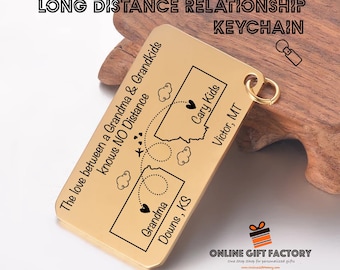 Long distance relationship gift, LDR keychain, Custom state keychain, BF keychain, grandmother&grandkids gift, State,Country keychain