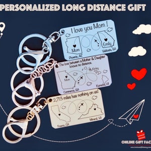 Long distance gift for boyfriend, girl friend, best friend, custom, moving away to college gift, LDR keychain for him her, love gift image 2