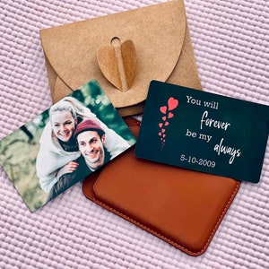 Gepersonaliseerde Portemonnee fotokaart, Vaderdag Geschenken, Metalen Portemonnee kaart, Gegraveerde Portemonnee kaart met foto, Cadeau voor vriendje, Cadeau voor hem.