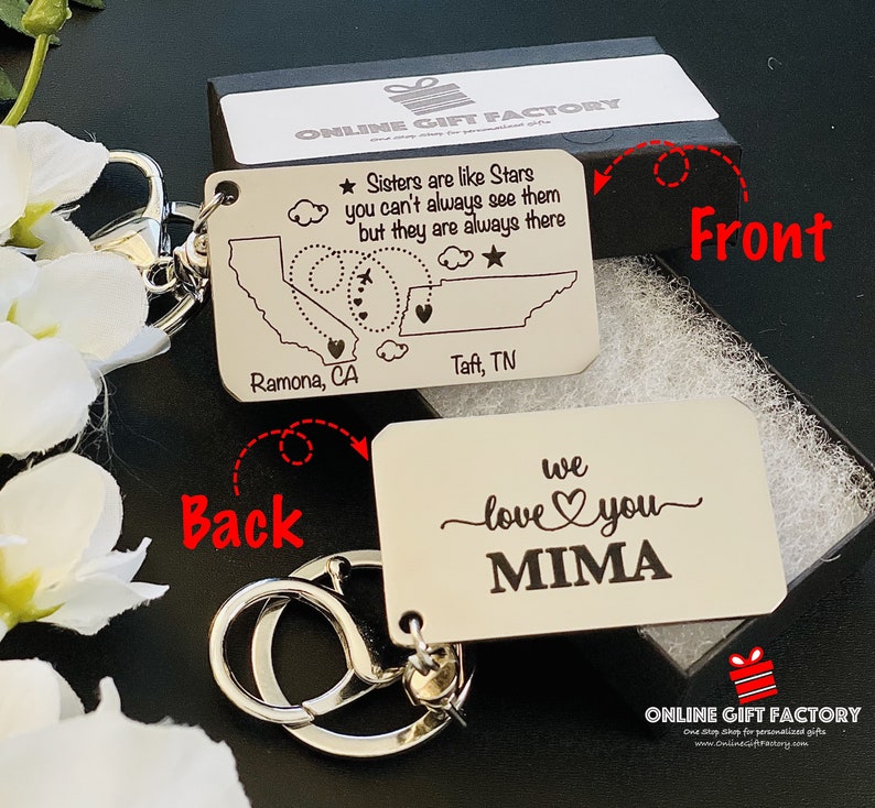 Long distance gift for boyfriend, girl friend, best friend, custom, moving away to college gift, LDR keychain for him her, love gift image 3