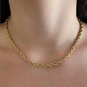 Staple Gold Rope Chain Necklace, thick chain necklace, basic simple necklace, gold rope chain, twisted rope chain
