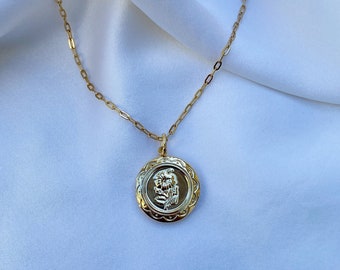 Bloemen foto medaillon, gouden medaillon ketting, vintage medaillon ketting, cadeau voor haar, moederdag, hart medaillon ketting, medaillon