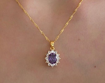 MMC Womens Necklaces Pendants Pearl Yellow gem Purple gem Silver Jewelry 