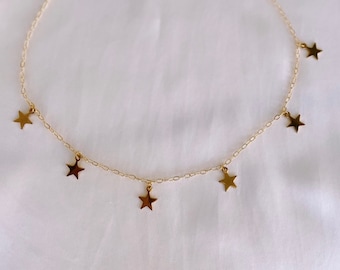 Star Choker ketting | Gouden Ster ketting | Sierlijke choker | Trendy Choker | Hemelse sieraden | Gouden Ster ketting | Festival Sieraden