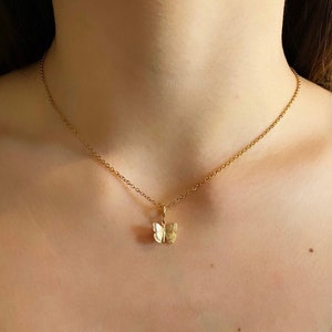 24k Gold Plated Butterfly &quot;Flutter&quot; Necklace, Butterfly Necklace, Bridesmaid Gift, Birthday Gift, Gold Butterfly  Minimalist Necklace