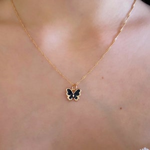 Cute &quot;Love Bug&quot; Butterfly Necklace, Colorful Butterfly Necklace, Gold Butterfly Necklace, Pink, Purple, Black, White, Butterfly Jewelry