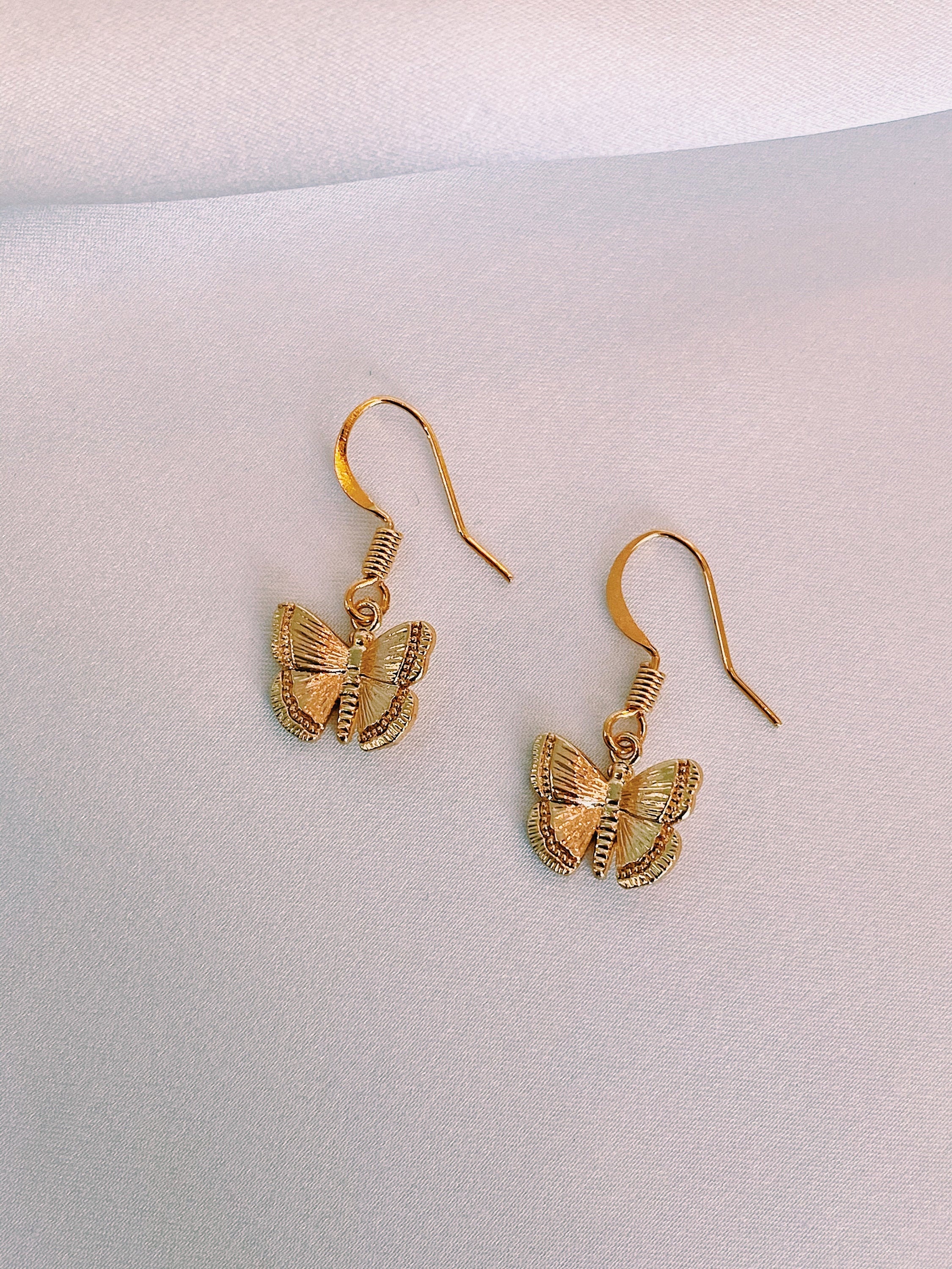 Gold Butterfly flutter Earrings Hoop Earrings | Etsy