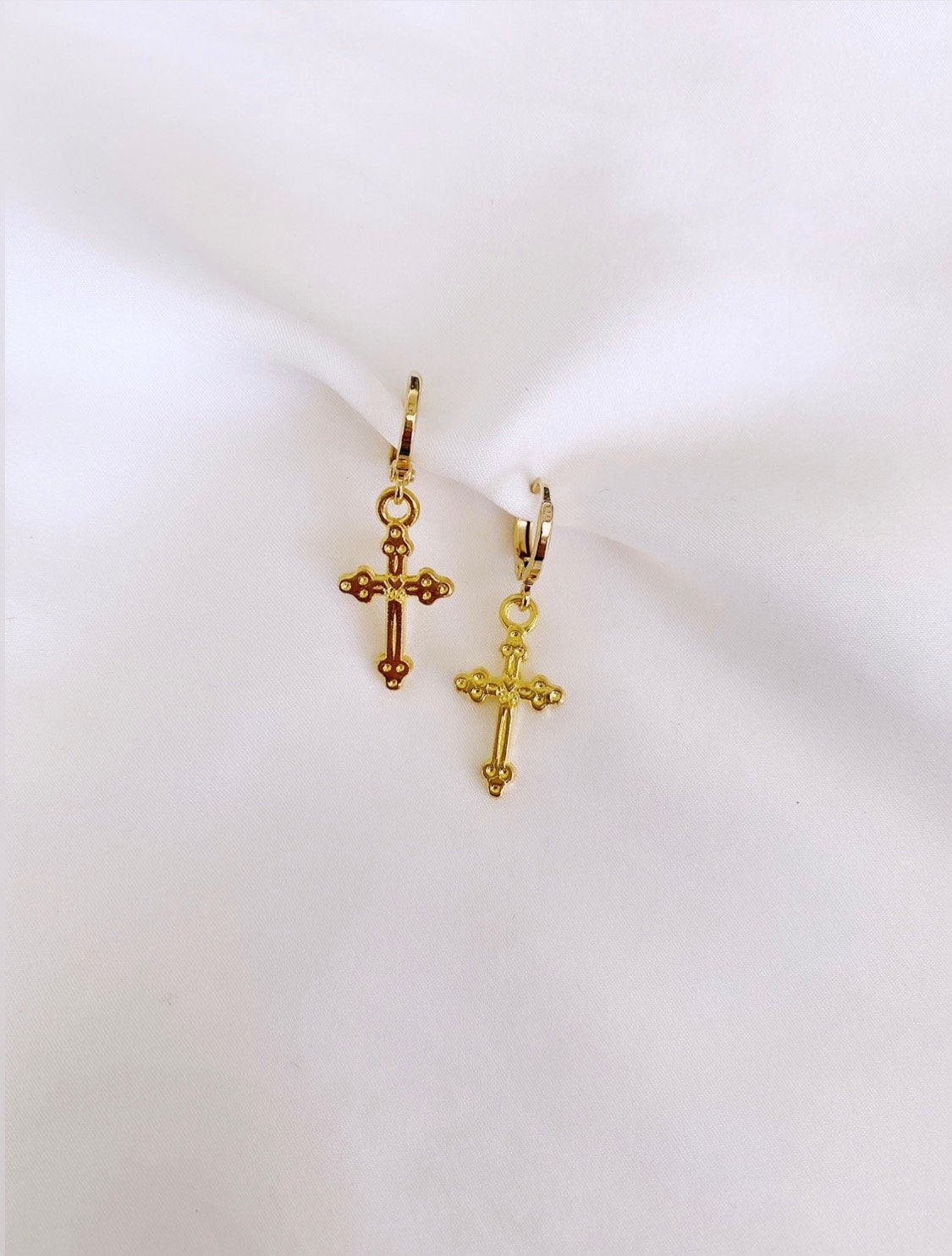 Gold Cross Earrings Cross Earrings Women Dainty Minimalist Etsy UK