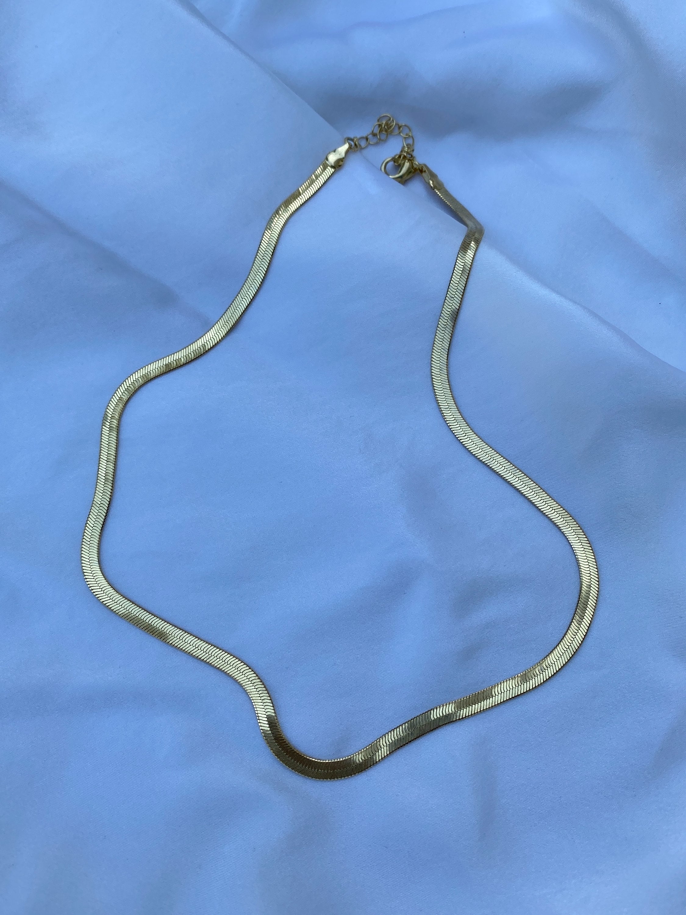 Gold Herringbone Necklace Snake Chain Necklace Flat Chain Etsy
