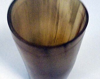 Medium amber and brown Horn Mead Drinking Cup 5x3x2.5