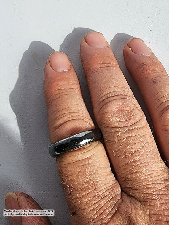 Silver Metallic Hematite Ring - image 3