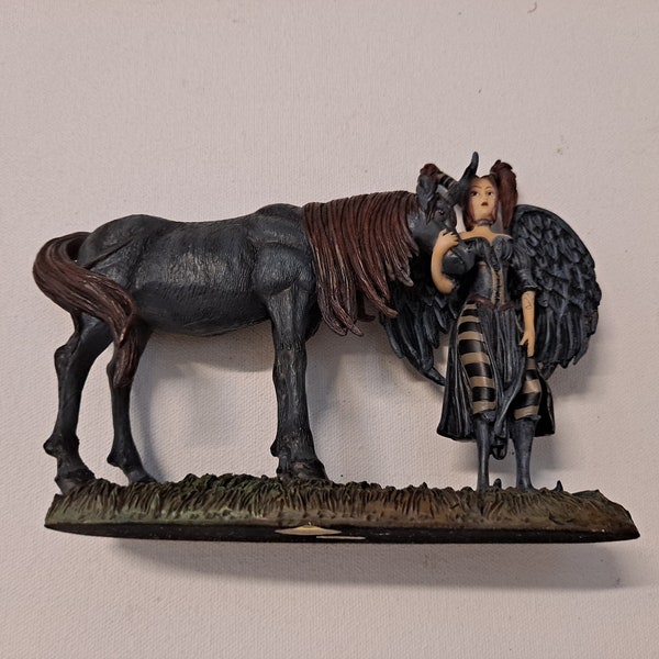 Small Amy Brown Dark Unicorn and Faerie Figurine