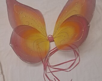 Pink-Orange-Yellow Flower Fairy Wings 20"x15"x6"
