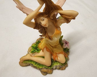 Summit Collection Seated Fairy Girl Playing with Hair Figurine