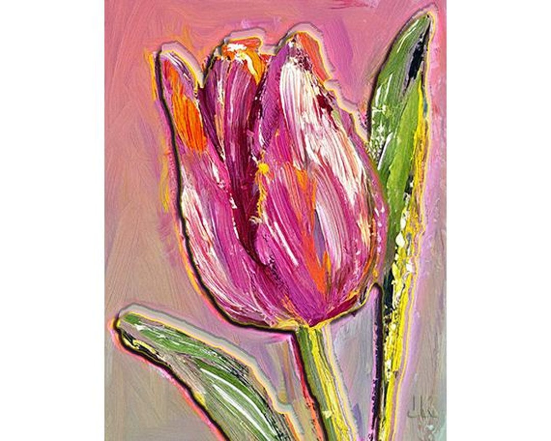 Abstract Tulip Poster | Vibrant Modern Floral Wall Art | Digital ...