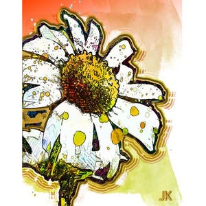 Abstract Daisy Poster | Vibrant Modern Floral Wall Art | Digital Download