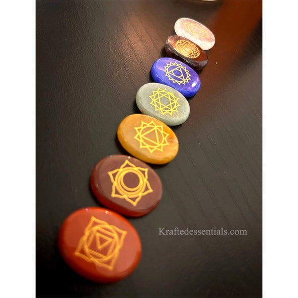 Chakra Stones, Oval 7pc  - Palm Stones, worry stones, Chakra stones, 7chakras, BALANCE, ALIGNMENT, Healing energy, reiki, meditation