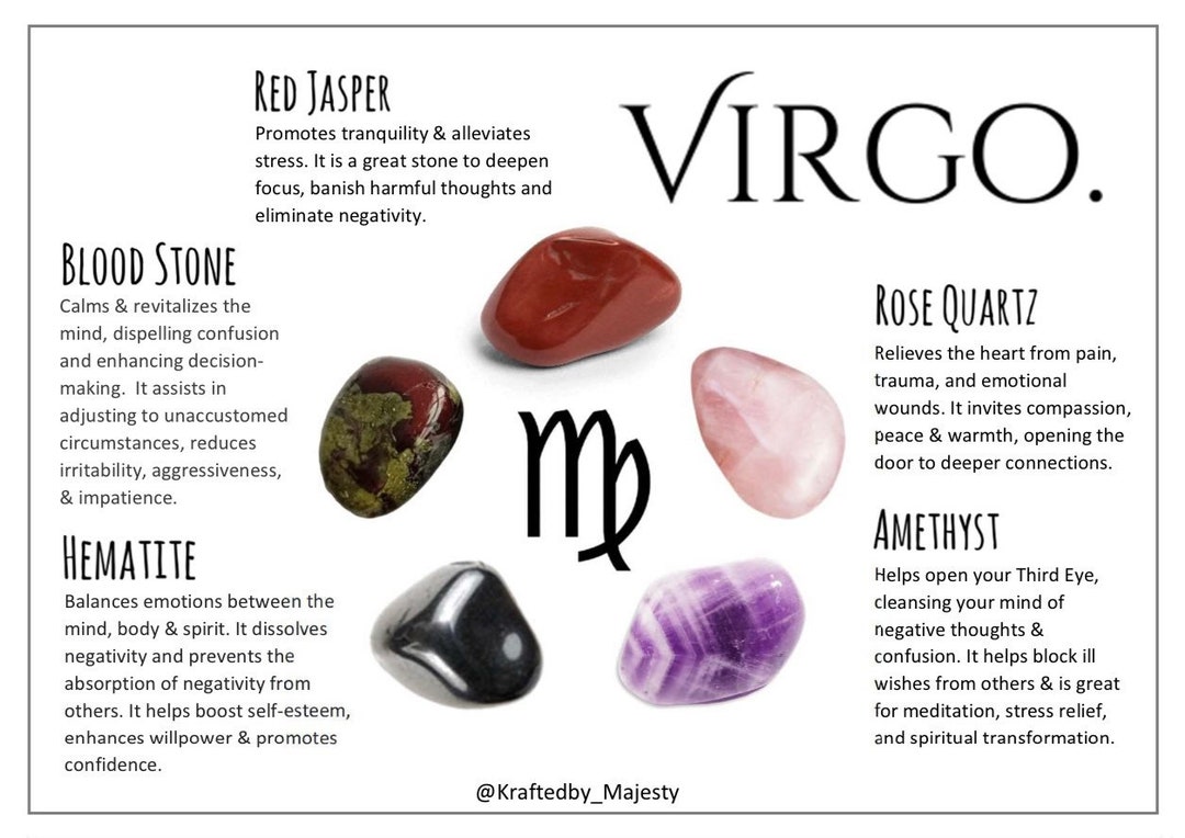 5pc VIRGO Tumbled Stones Hematite Bloodstone Red Jasper Rose Quartz