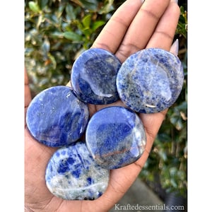 Sodalite Worry Stone (1pc)  - COMMUNICATION, WISDOM, RATIONALITY, inner knowing, stress relief, anxiety relief, throat chakra, palm stones
