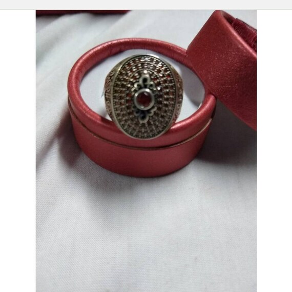 Antique Silver ring- Vintage Silver ring -red and