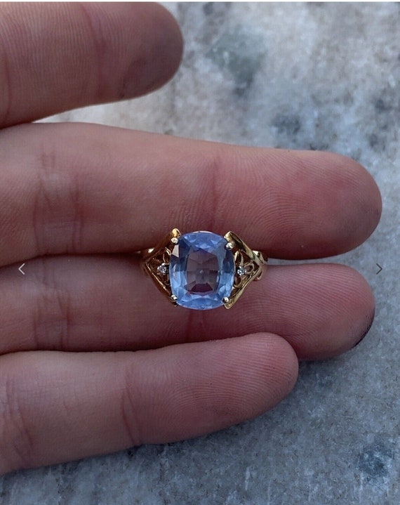 Rare Stunning 5ct Cornflower Blue Sapphire Ring. … - image 3