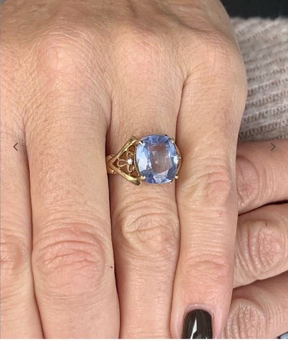 Rare Stunning 5ct Cornflower Blue Sapphire Ring. … - image 1