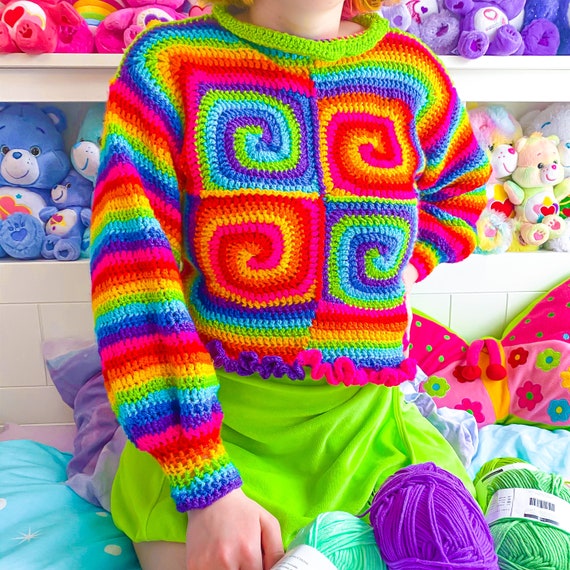 Swirltastic Sweater: Rainbow Crochet Swirl Sweater